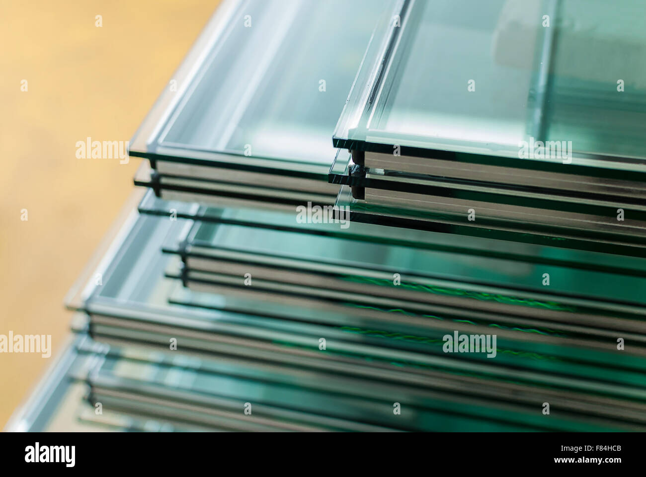 Lastre di vetro temperato di pannelli di vetro Foto Stock