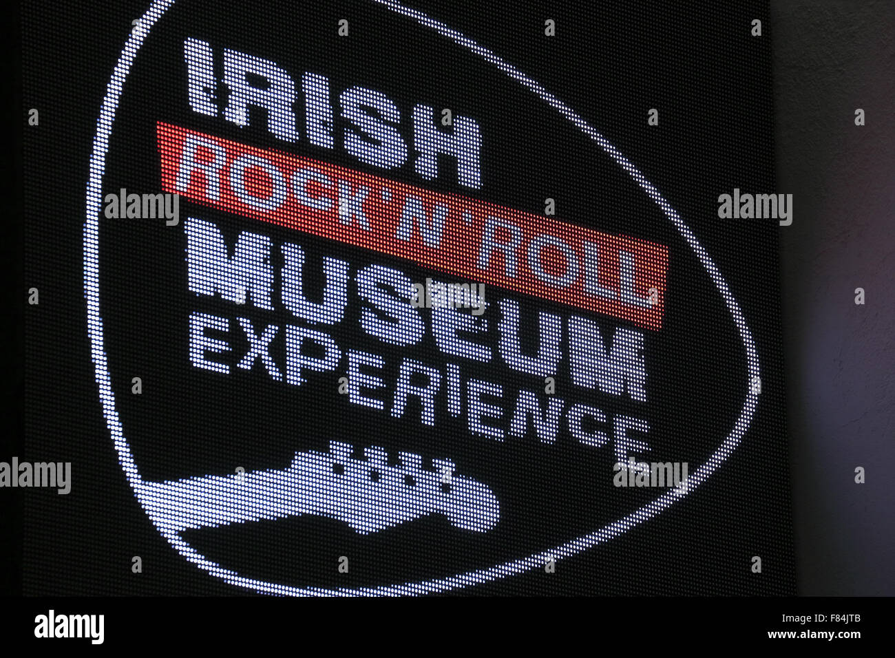 Il LED segno di Irish Rock N Roll Museum.Dublino.Irlanda Foto Stock