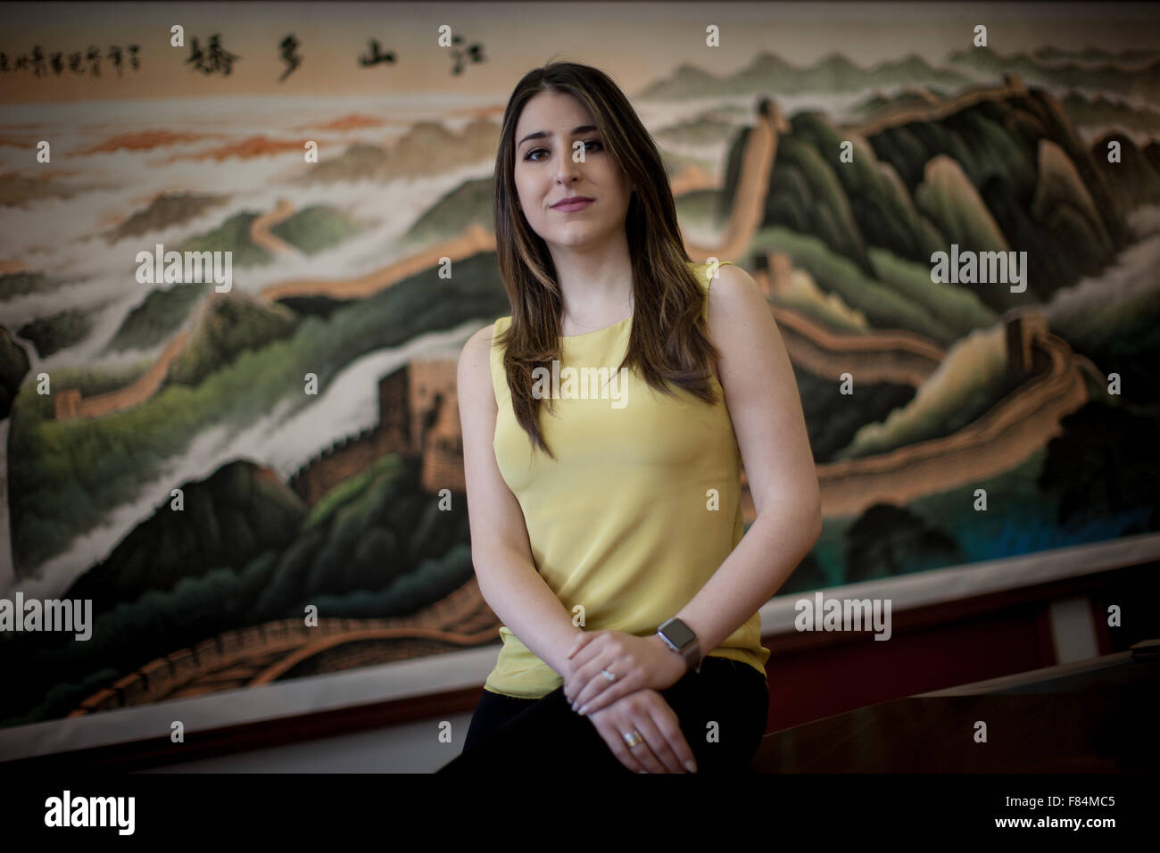 Città del Messico. 3 dicembre, 2015. Foto scattata a dicembre 3, 2015 mostra il segretario del Messico con la sua sentenza partito rivoluzionario istituzionale (PRI) Lila Abed Ruiz, ricevendo un'intervista con Xinhua in Città del Messico, capitale del Messico. Il Messico con la sua sentenza partito rivoluzionario istituzionale (PRI) mira a rafforzare gli scambi con i partiti politici della Cina e America Latina in un prossimo Forum di Pechino, PRI funzionario detto. © Pedro Mera/Xinhua/Alamy Live News Foto Stock