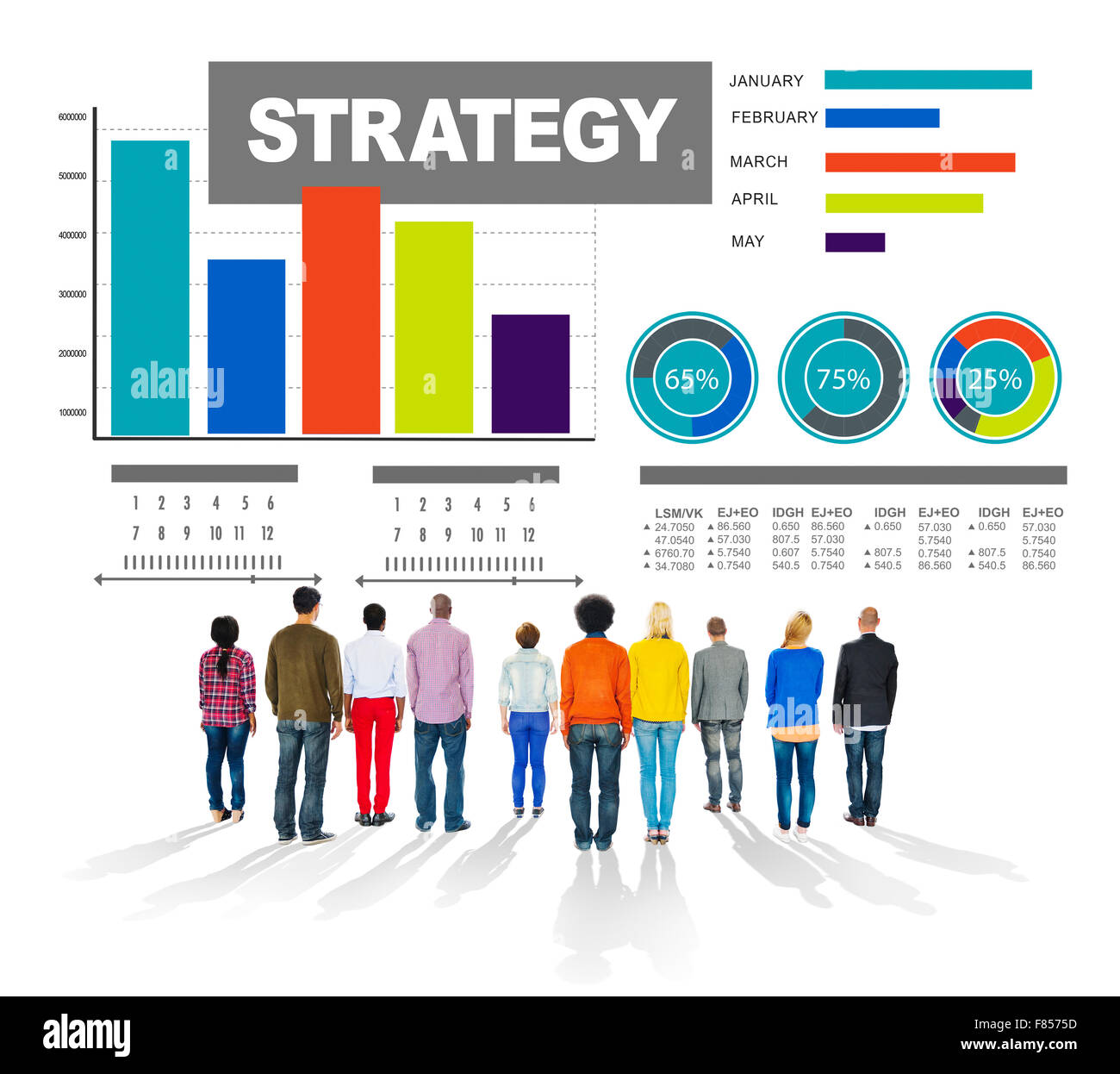 Strategia di informazioni di dati di piano di soluzione di marketing Vision Concept Foto Stock