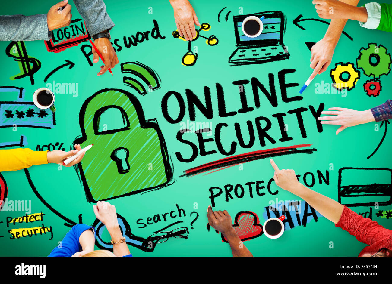 La sicurezza online le informazioni sulla password di protezione Internet Privacy Concept Foto Stock