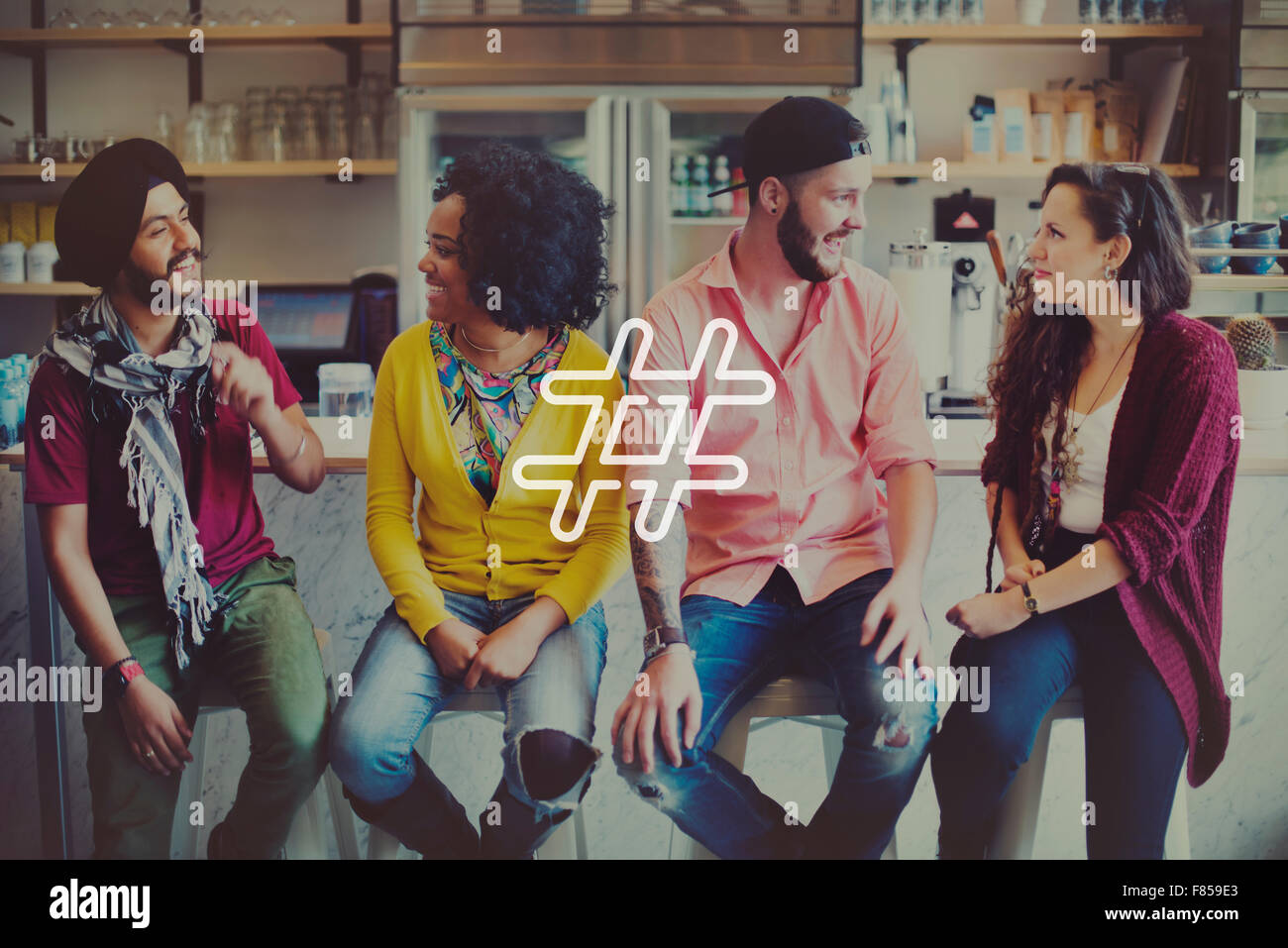 Icona hashtag Social Media Blog Post-NOZIONE Foto Stock