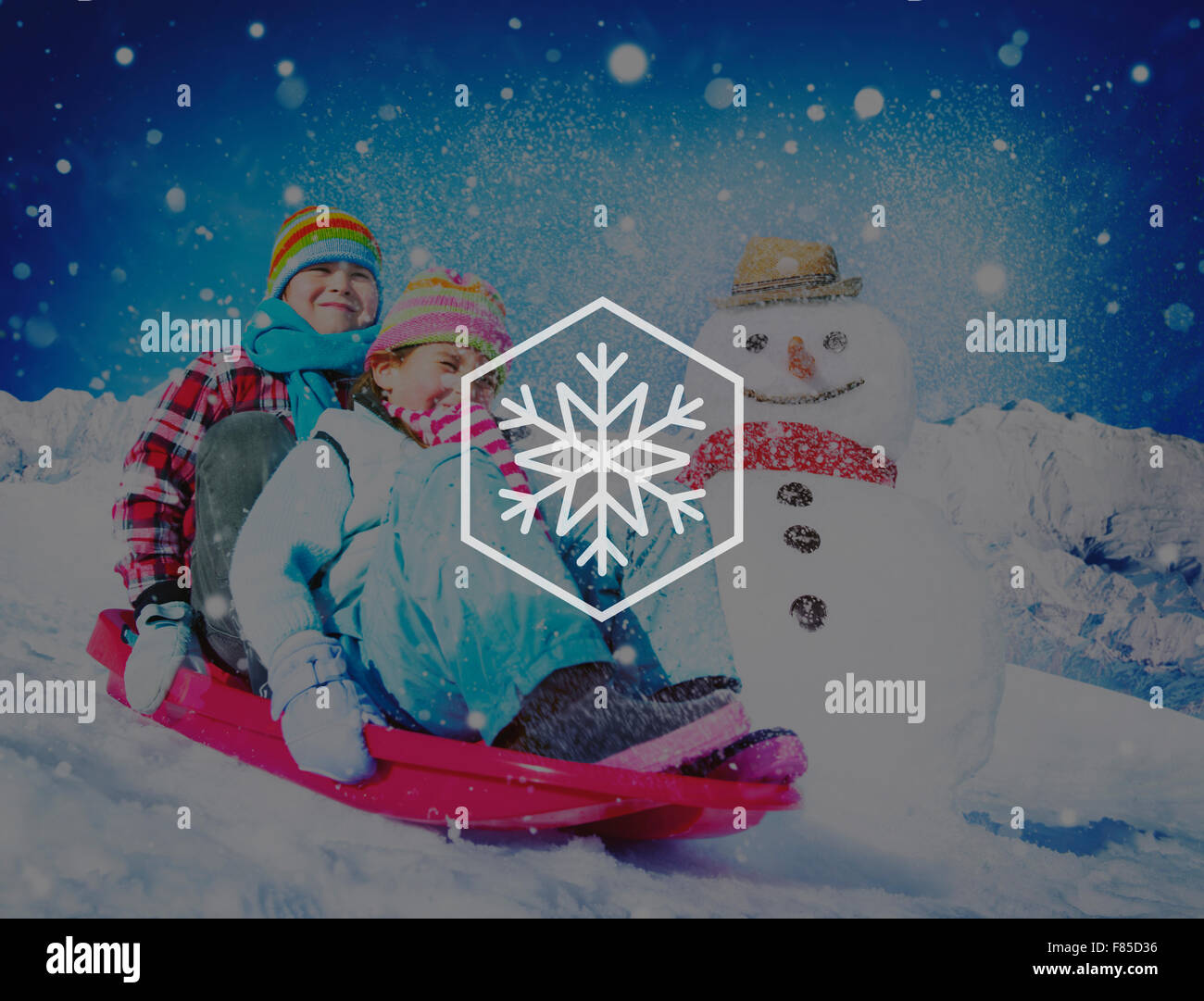In inverno la neve il simbolo del fiocco di neve Blizzard Concetto di Natale Foto Stock