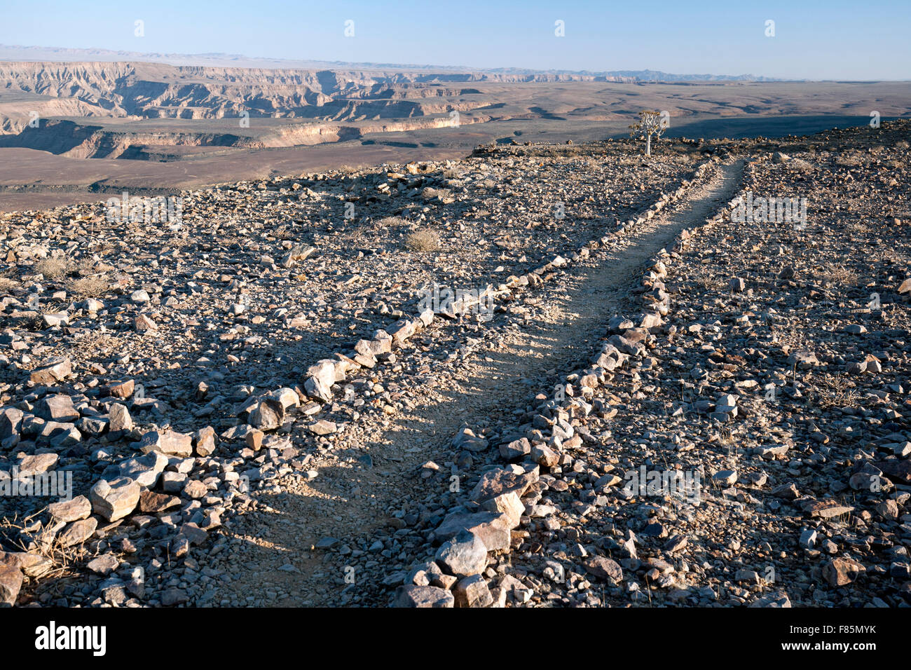 Sentiero al Fish River Canyon - vicino a Fish River Lodge - Regione di Karas, Namibia, Africa Foto Stock