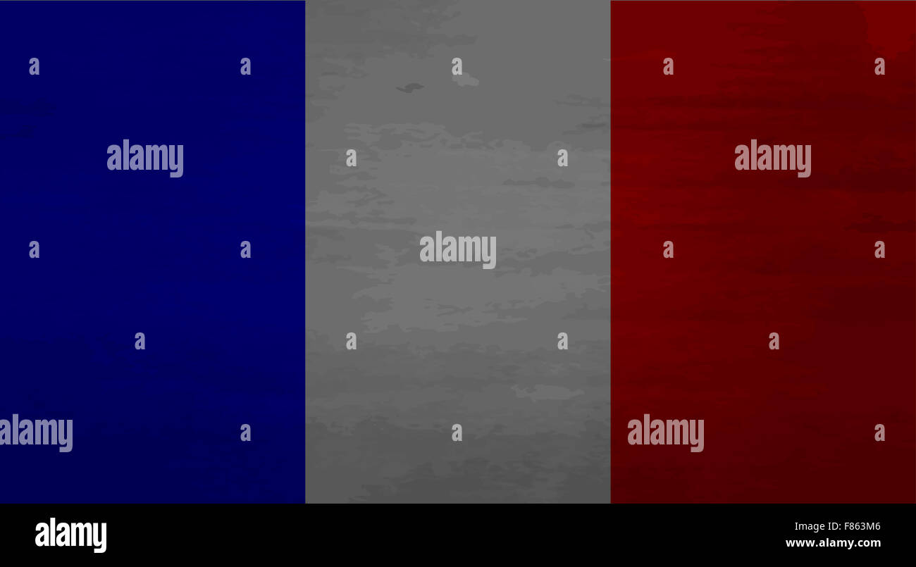 Grunge confuso bandiera della Francia. National Europa, design sporca, retro testurizzato. Vector art design insolito astratta illustrazione moda Foto Stock