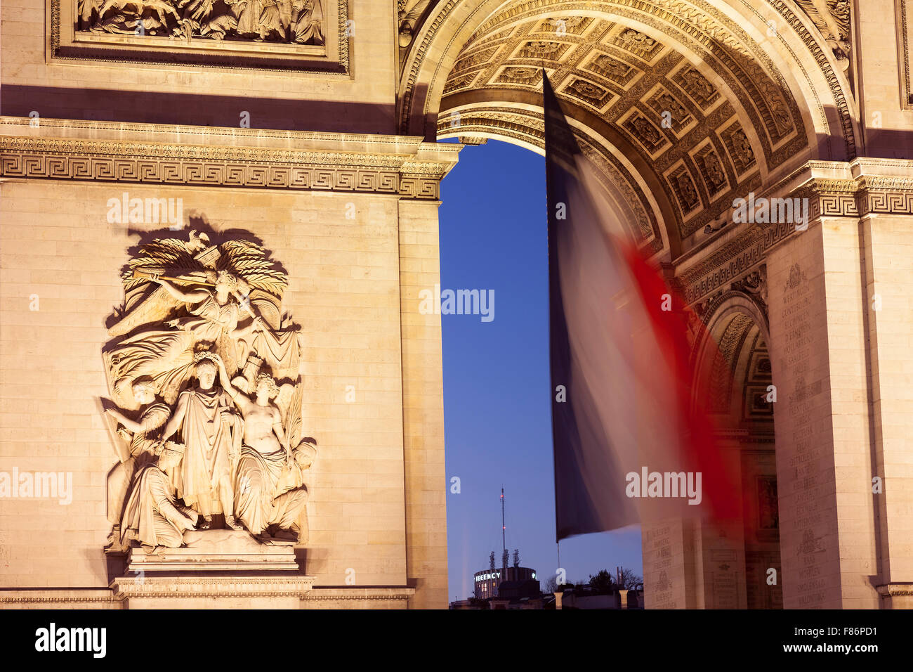 Arc de Triomphe in piazza Charles de Gaulle di Parigi e dell' Ile-de-France, Francia Foto Stock