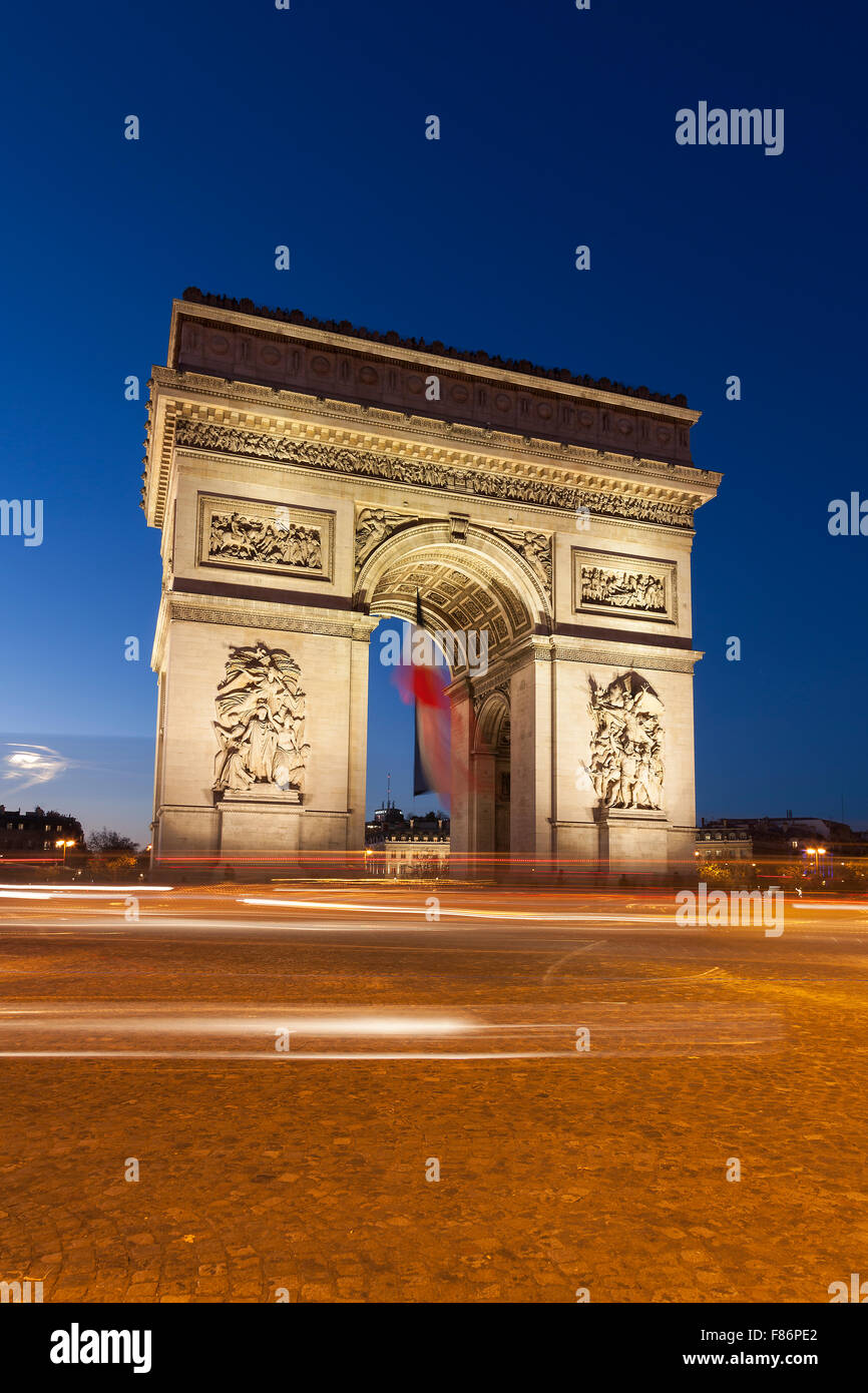 Arc de Triomphe in piazza Charles de Gaulle di Parigi e dell' Ile-de-France, Francia Foto Stock