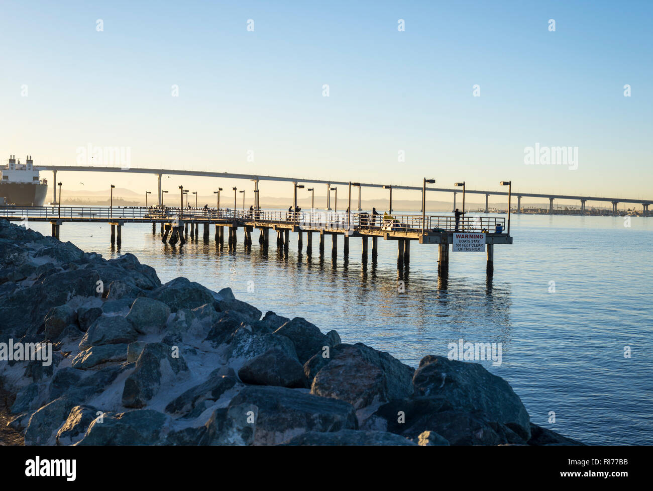 Embarcadero Park Pier, Pier, Porto, mattina. San Diego, California, Stati Uniti d'America. Foto Stock