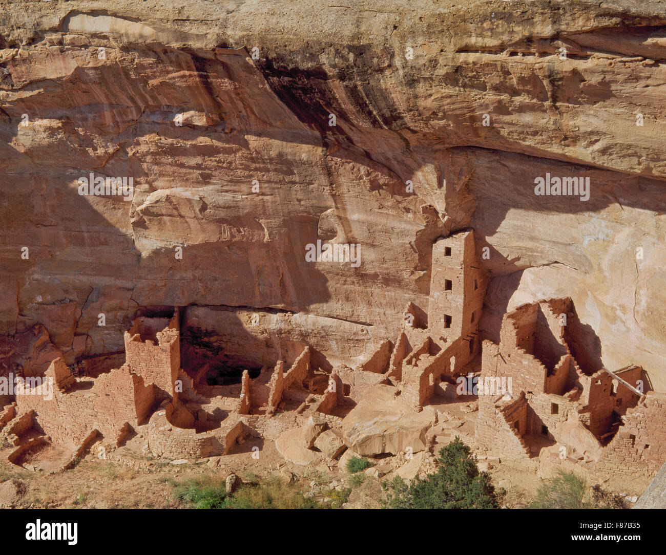 Torre quadrata rovine della casa a Mesa Verde National Park, COLORADO Foto Stock