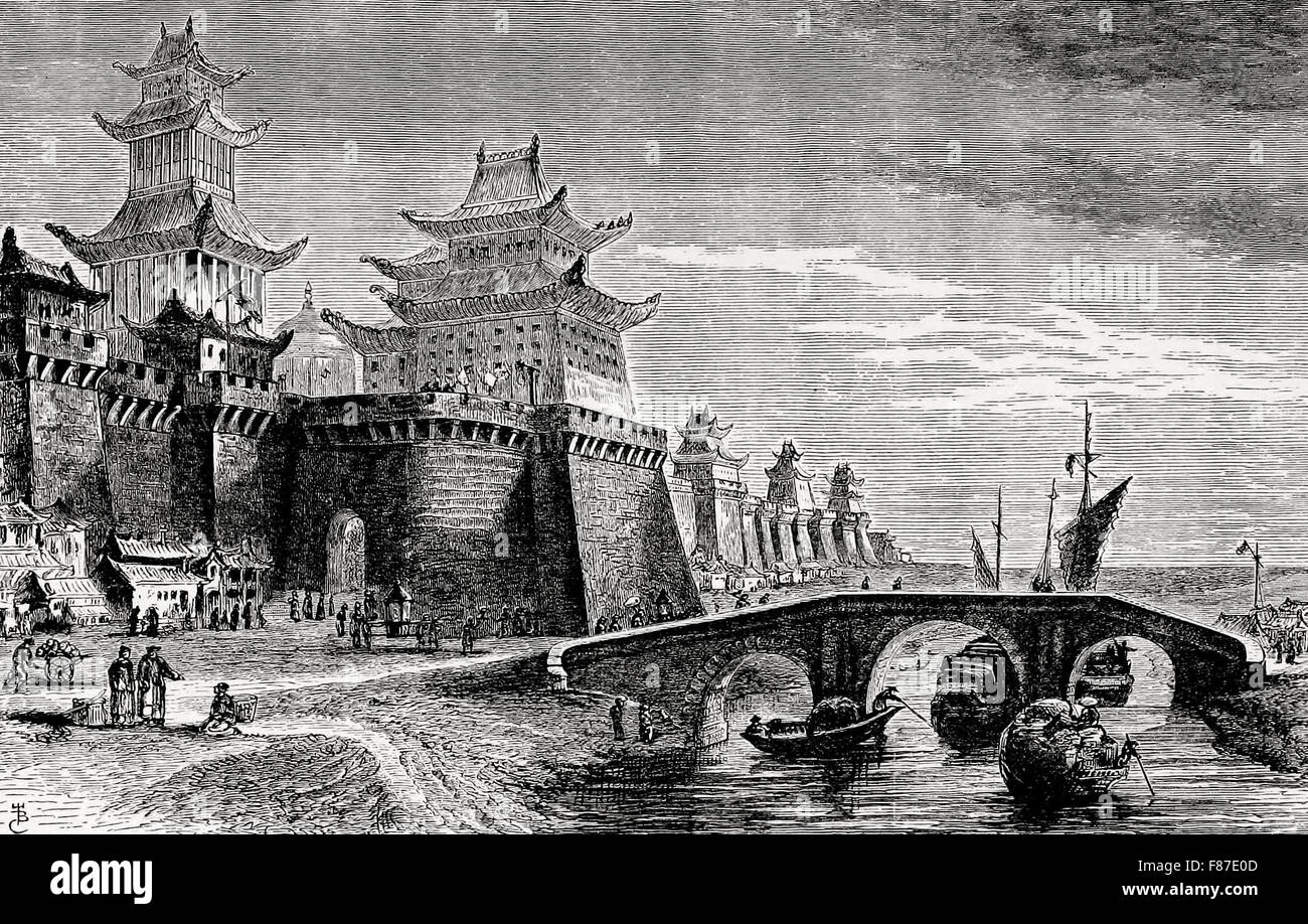 Porta Occidentale - Pechino, Cina circa 1885 Foto Stock