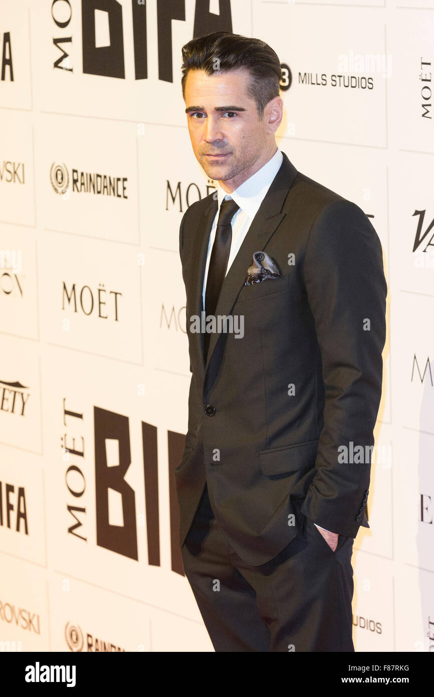 Londra, Regno Unito. 6 dicembre 2015. Attore Colin Farrell. Tappeto rosso arrivi per il 2015 Moet British Independent Film Awards al vecchio mercato di Billingsgate. Foto Stock