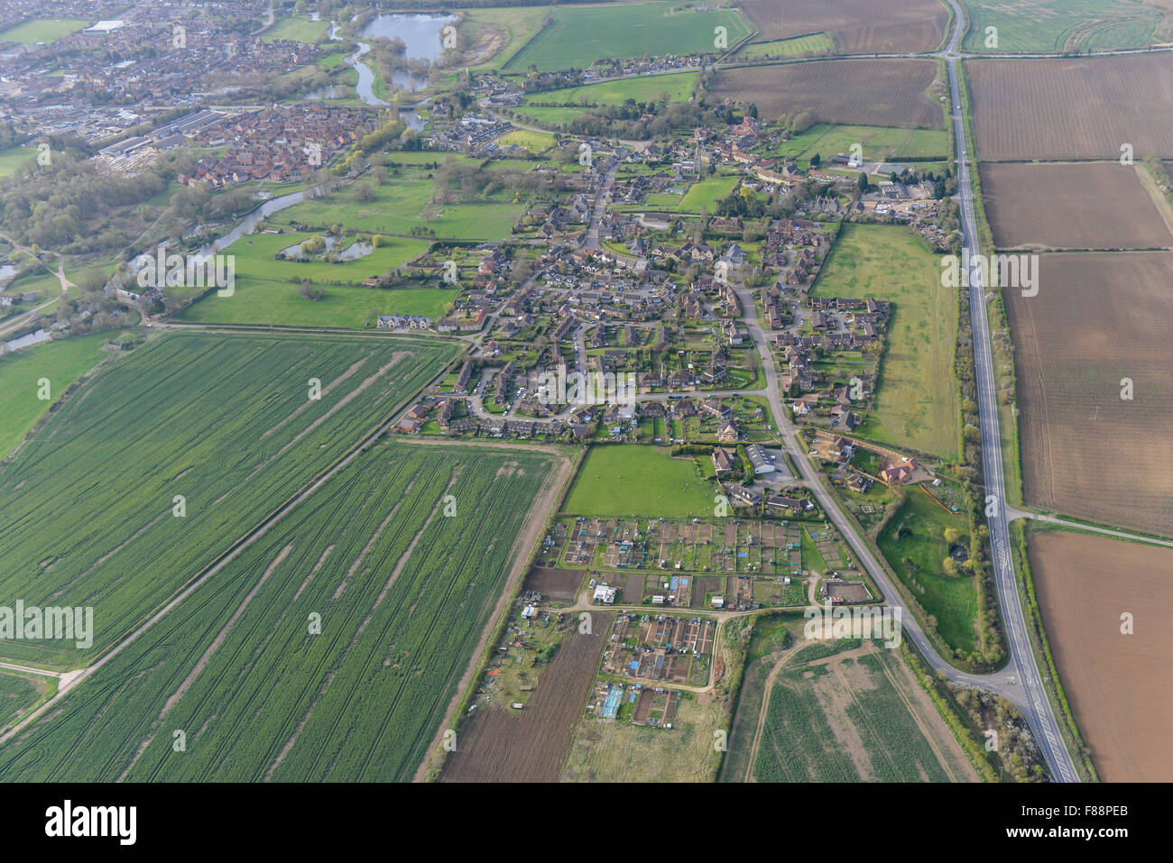 Una veduta aerea del Northamptonshire village di Islip, vicino a Thrapston Foto Stock
