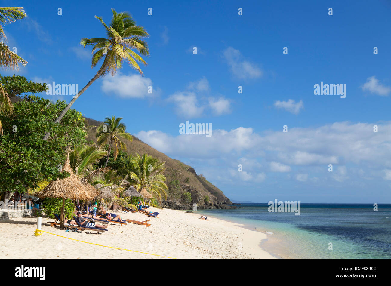 Spiaggia a Octopus Resort, Waya Island, Yasawa Islands, Isole Figi Foto Stock