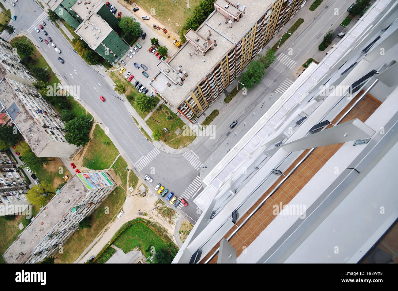 Arial architettura paesaggio urbano di Sarajevo da bosmal bigest edificio sul balcan Foto Stock