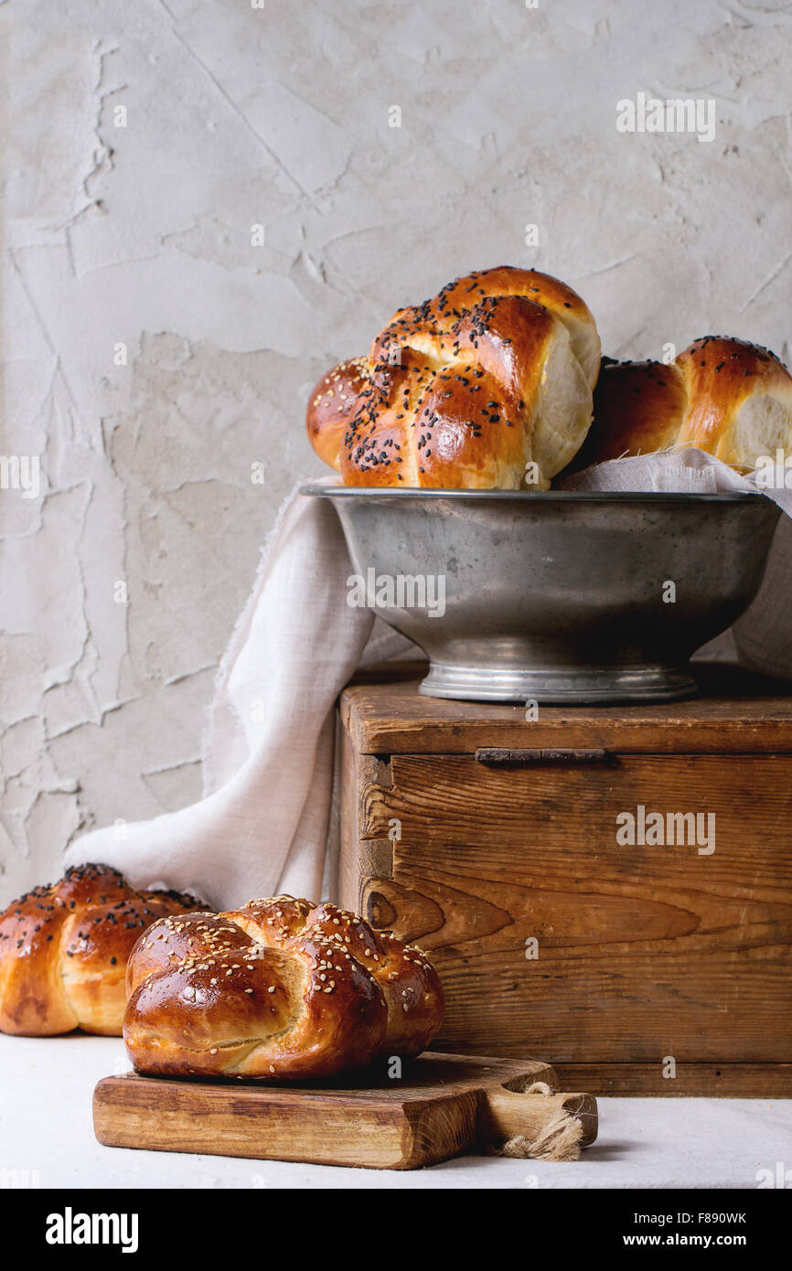 Round Challah pane Foto Stock