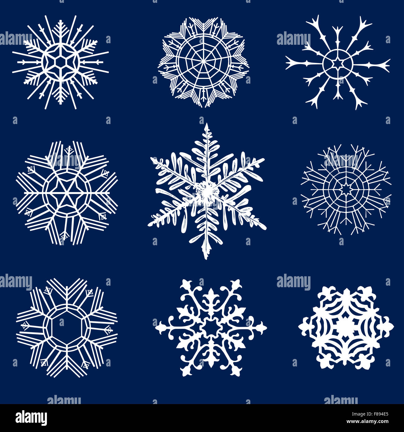 Diversi set di fiocchi di neve Foto Stock