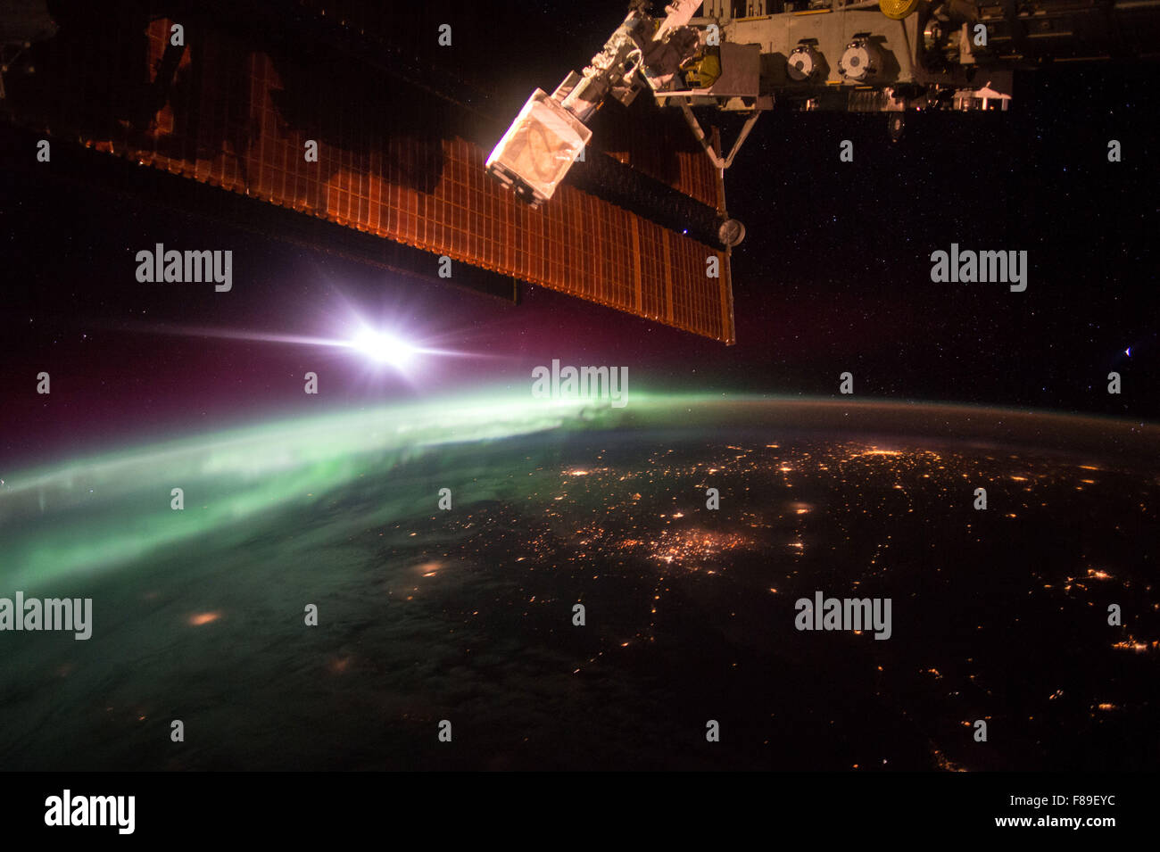 Aurora dalla Stazione Spaziale Internazionale Foto Stock