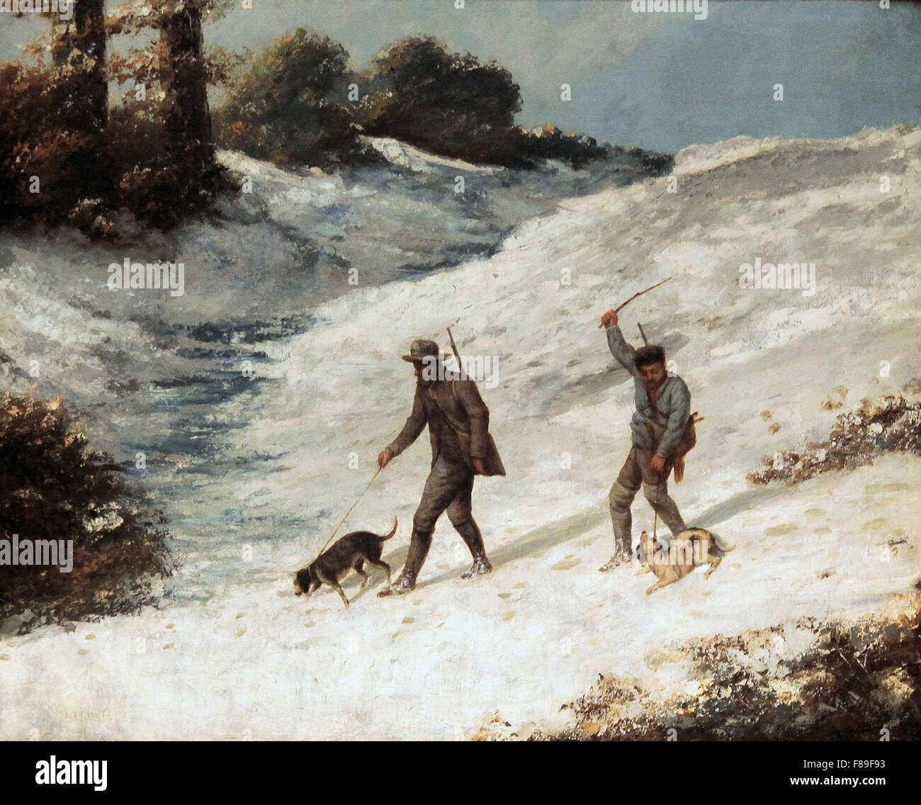 Gustave Courbet - Chasseurs dans la Neige Foto Stock