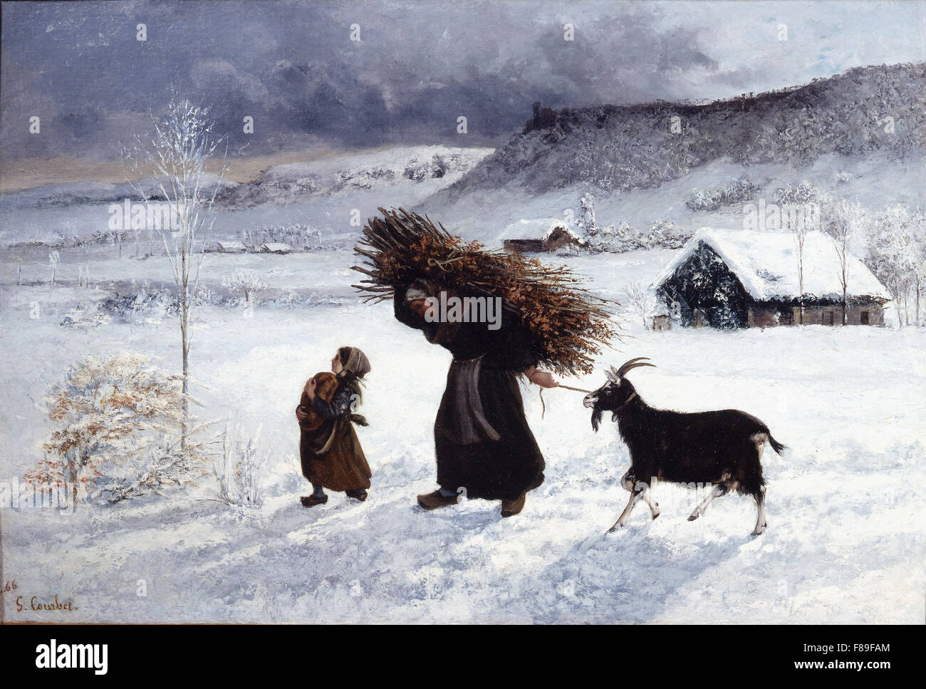 Gustave Courbet - povera donna del villaggio Foto Stock