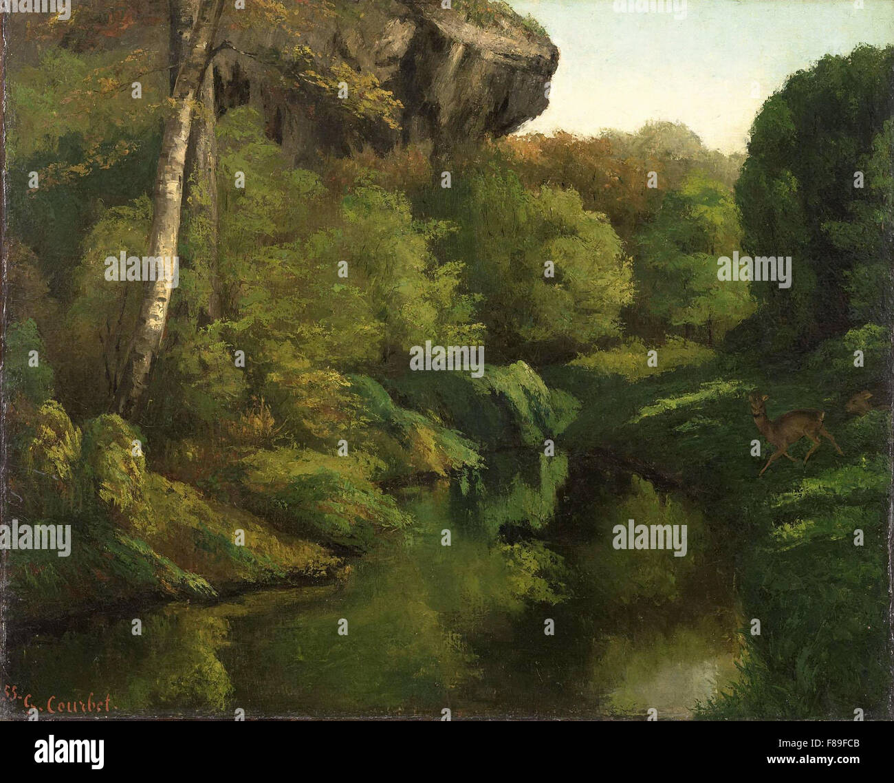 Gustave Courbet - Gezicht in het bos van Fontainebleau Foto Stock