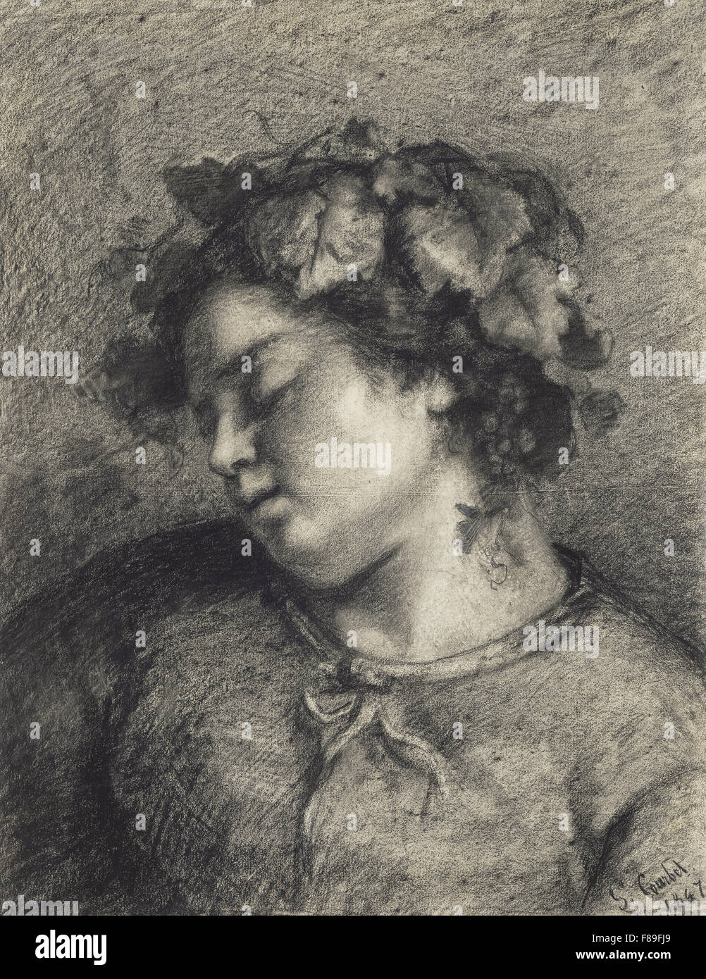 Gustave Courbet - testa di un sonno Bacchante Foto Stock