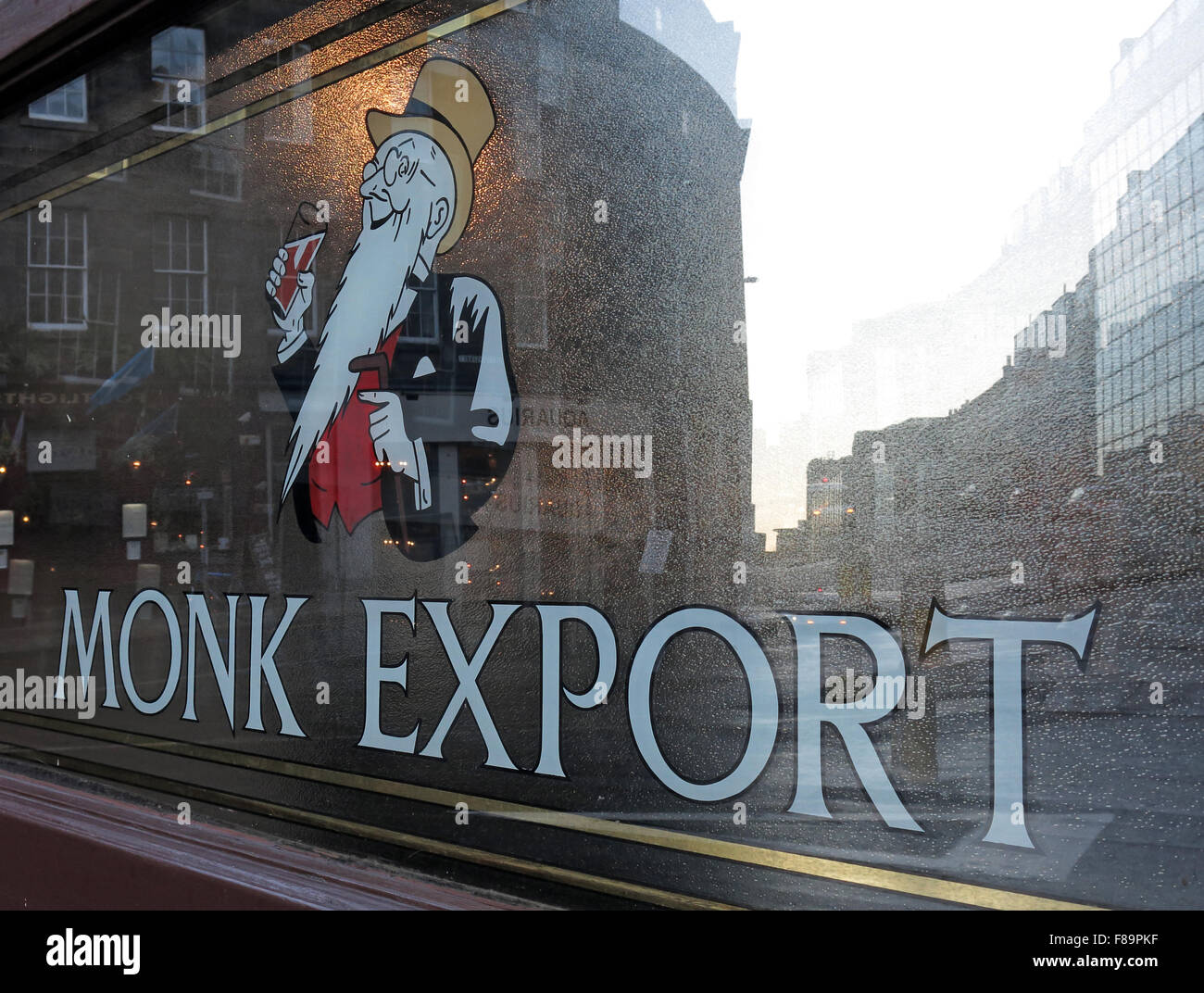 Monaco Export Pale Ale finestra, birra scozzese, Edimburgo, Scozia, Regno Unito Foto Stock