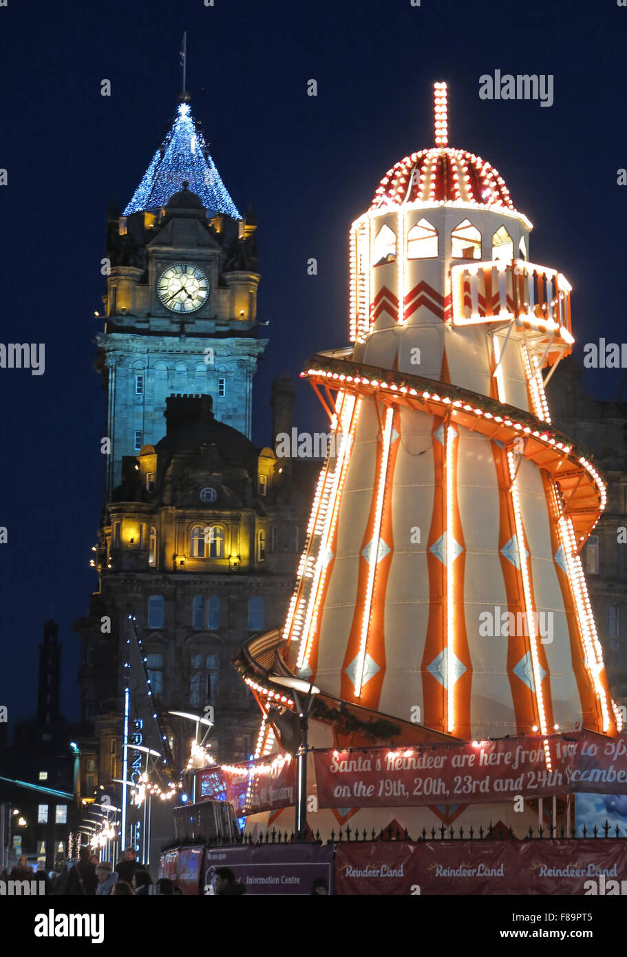 Edimburgo le luci di Natale, Princes St,Centro Città, Scotland, Regno Unito Foto Stock