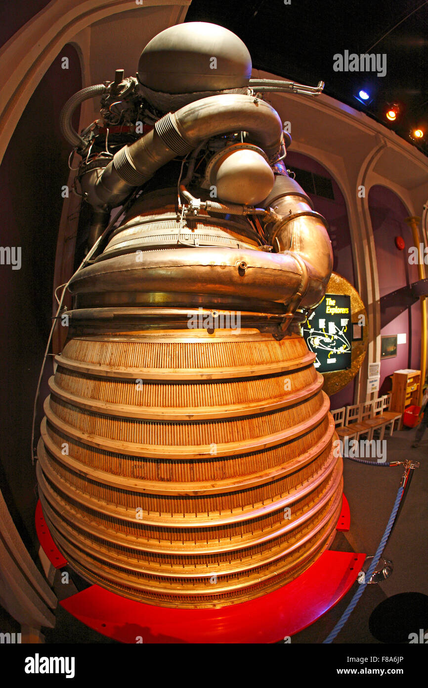 Motore a razzo sul display a H.R. MacMillan Space Centre presso il Planetarium, Vanier Park, Vancouver, BC Foto Stock