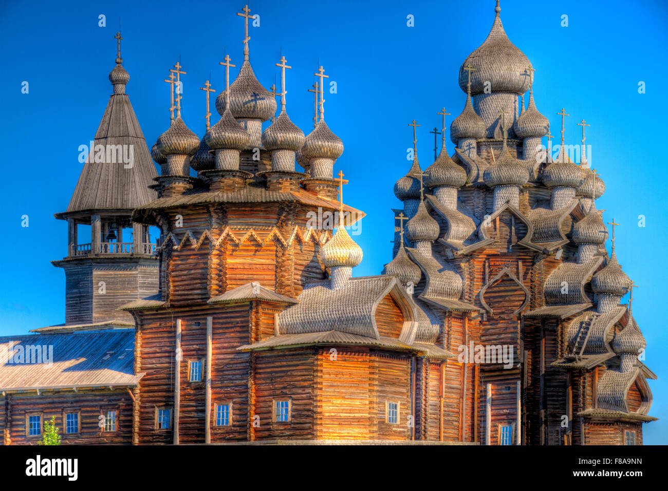 Chiesa della Trasfigurazione, isola di Kizhi, Federazione Russa, il Lago Onega, costruito 1714, Patrimonio Mondiale dell UNESCO Foto Stock