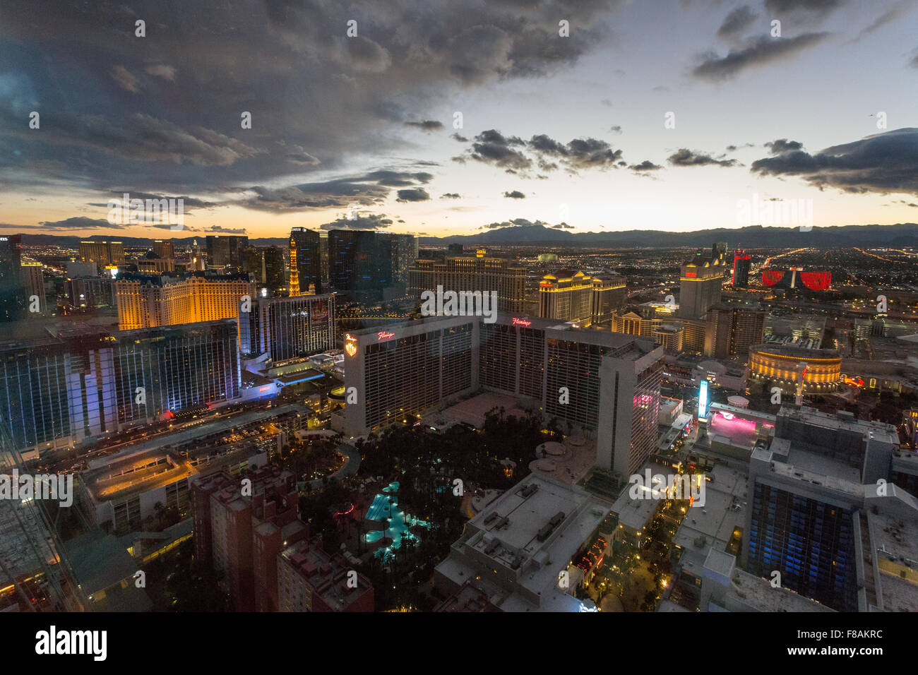 Vista aerea di Las Vegas dalla parte superiore del rullo di alta ruota panoramica Ferris a LINQ - Las Vegas, nanovolt Foto Stock