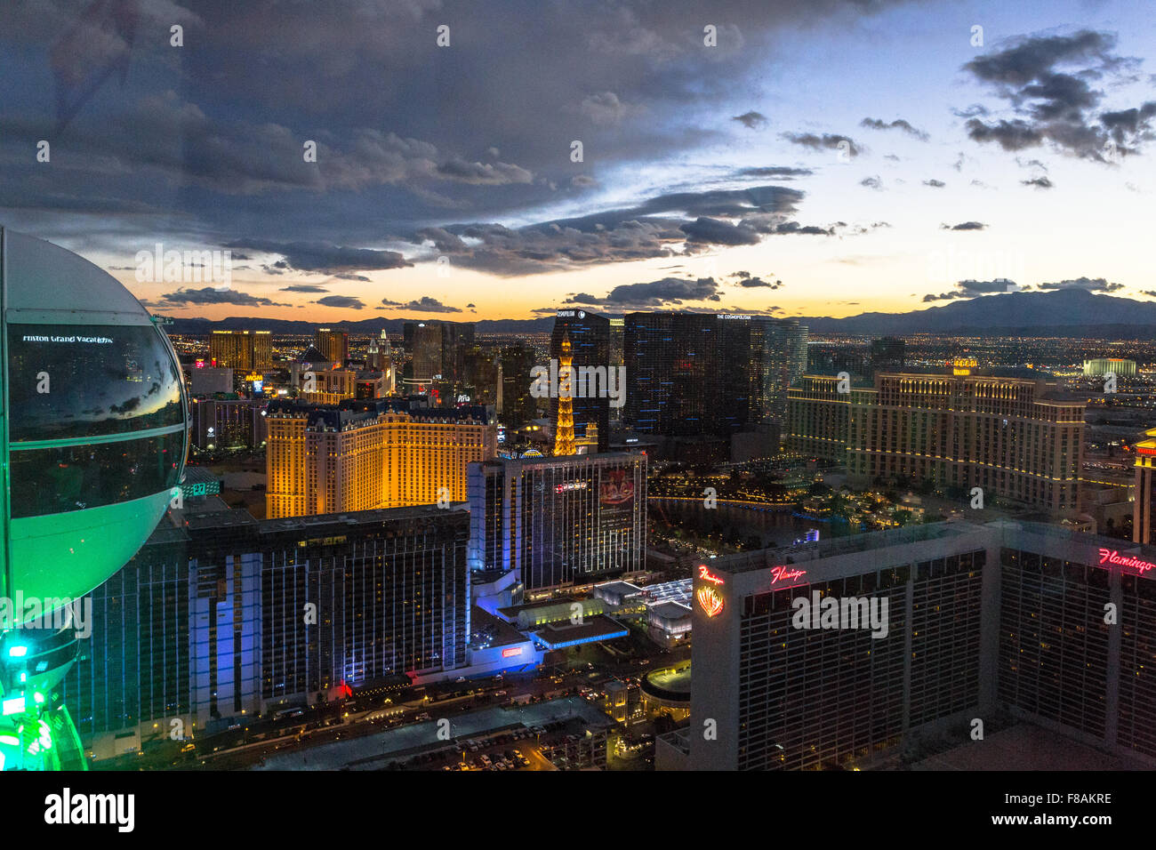 Vista aerea di Las Vegas dalla parte superiore del rullo di alta ruota panoramica Ferris a LINQ - Las Vegas, nanovolt Foto Stock