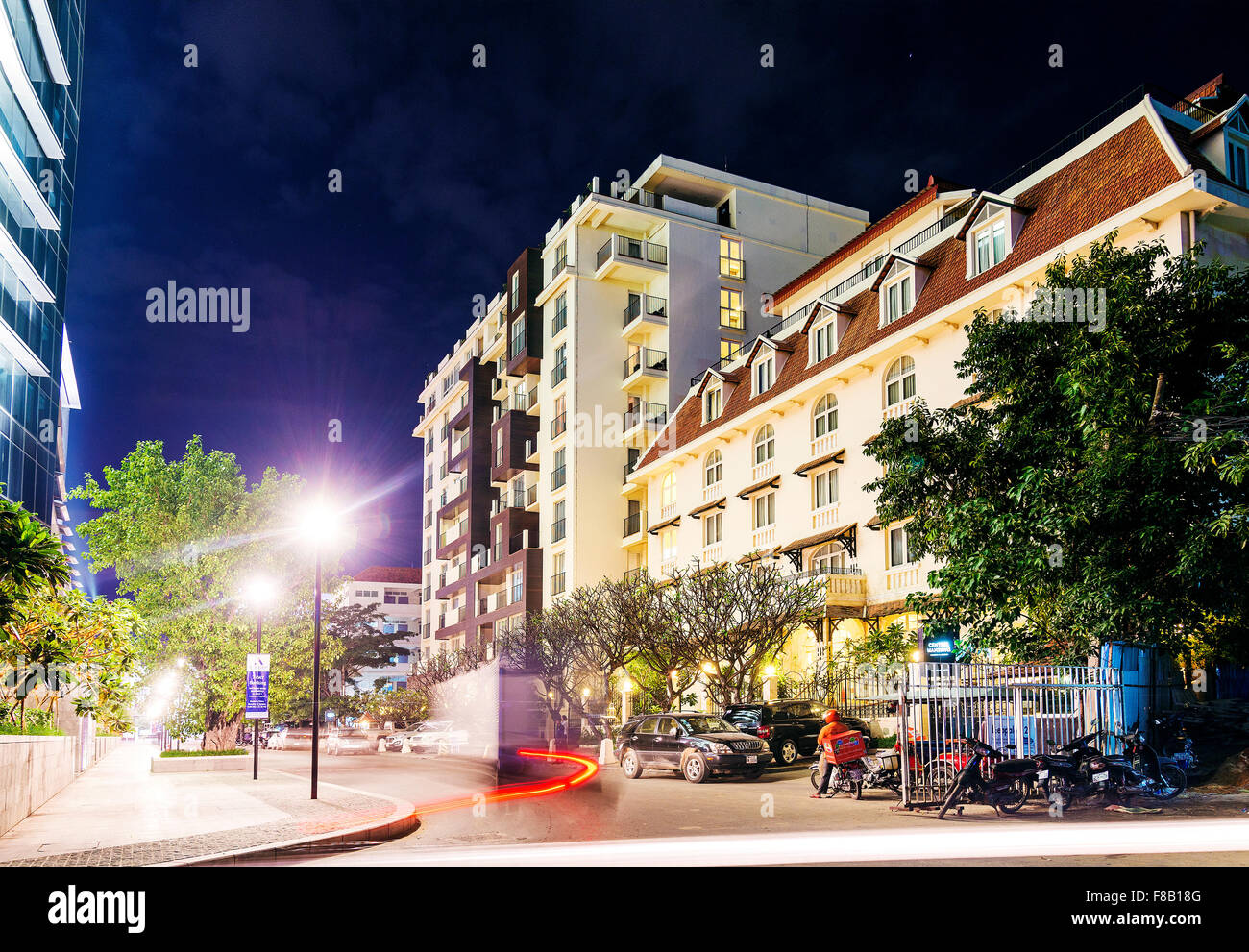 Centrale di phnom penh nuovo quartiere degli affari in Cambogia dalla torre vattanac Foto Stock