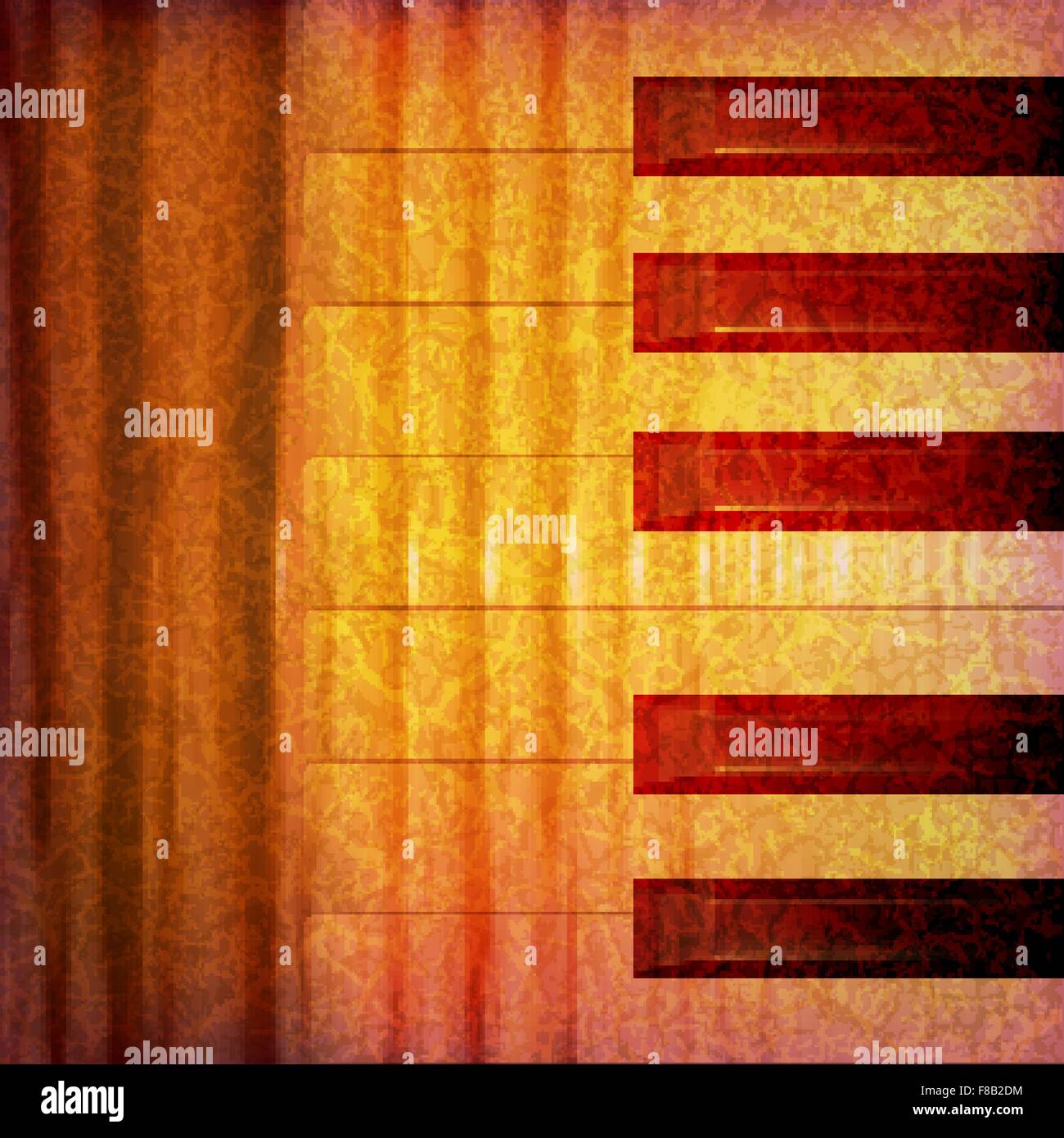 Abstract grunge sfondo musicale con tasti di pianoforte illustrazione vettoriale Illustrazione Vettoriale