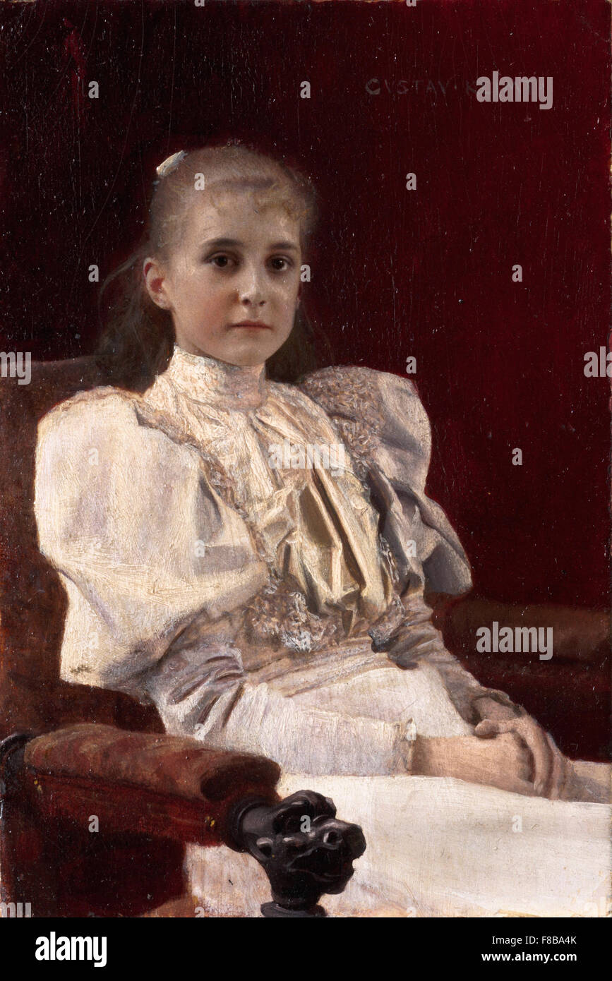 Gustav Klimt - seduto ragazza giovane Foto Stock