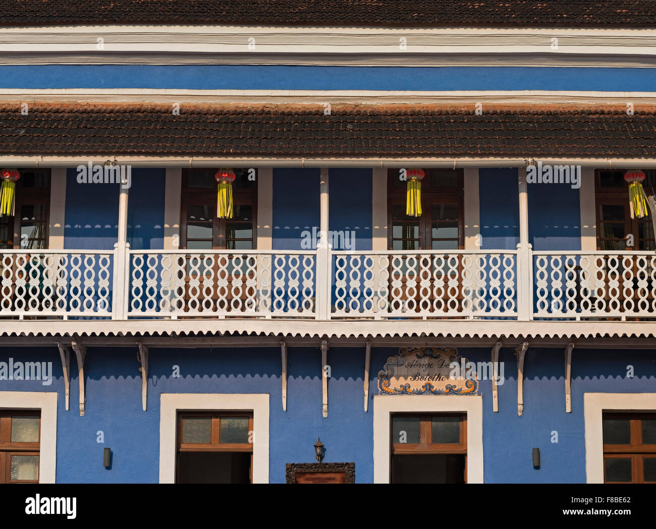 Tradizionale casa di stile e boutique hotel, portoghese trimestre Fontainhas Panjim Goa in India Foto Stock