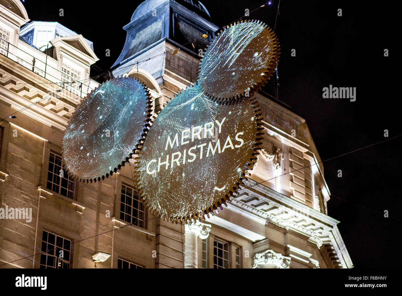 Merry Christmas display luci di Regent Street Foto Stock