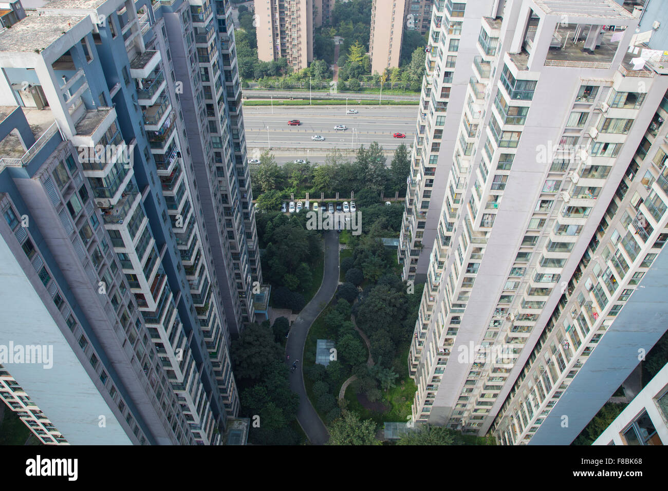 Edificio di appartamenti alto blocchi città di Chengdu nella provincia del Sichuan in Cina la008740 Foto Stock
