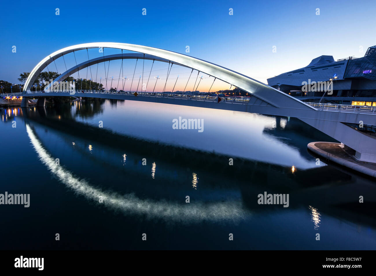 La città di Lione vicino al distretto di confluenza con il fiume Rodano, Francia Foto Stock