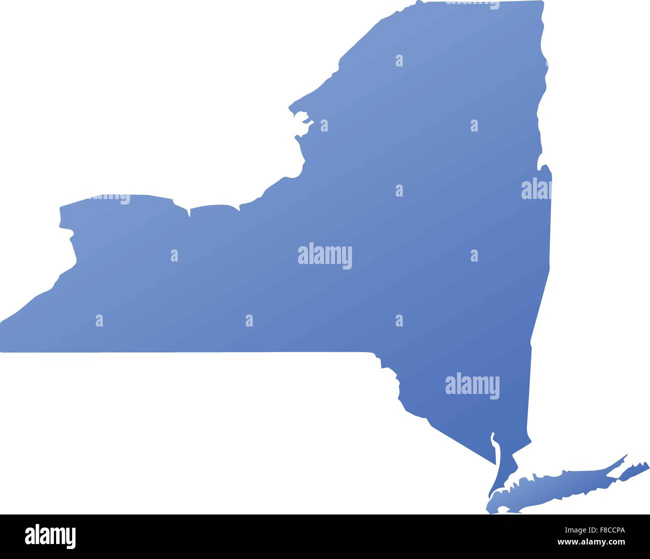 Lo stato di New York con mappa gradiente blu Illustrazione Vettoriale