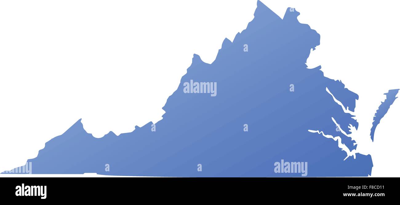 Stato della Virginia mappa con gradiente blu Illustrazione Vettoriale