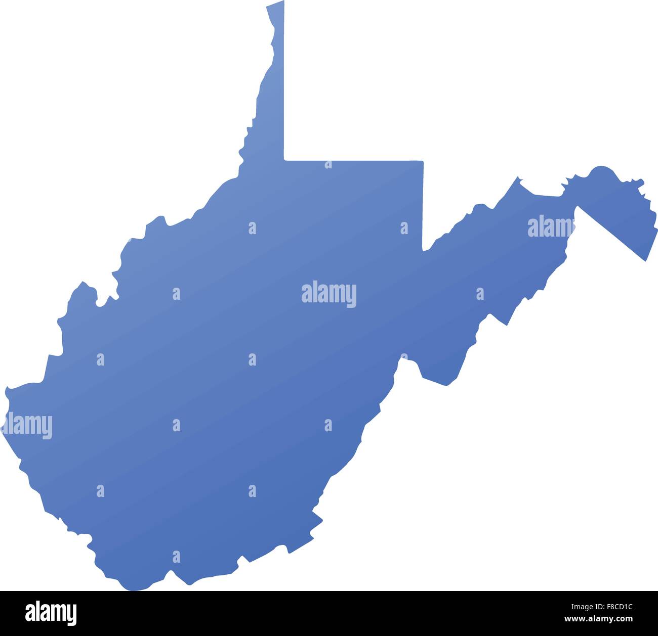 West Virginia membro mappa con gradiente blu Illustrazione Vettoriale