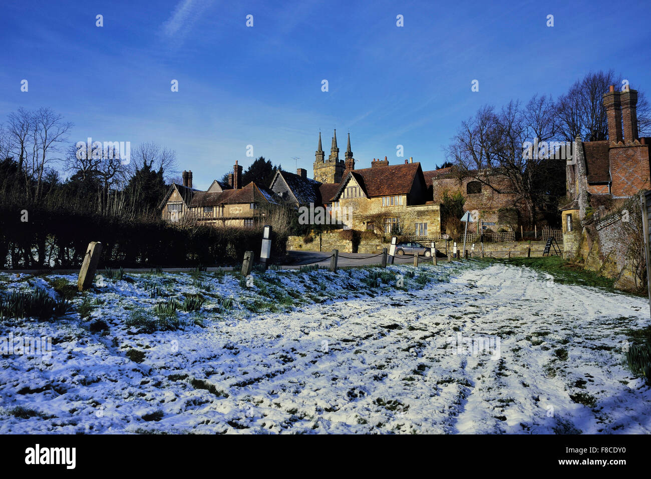 Penshurst il Villaggio sotto la neve. Kent. In Inghilterra. Regno Unito Foto Stock