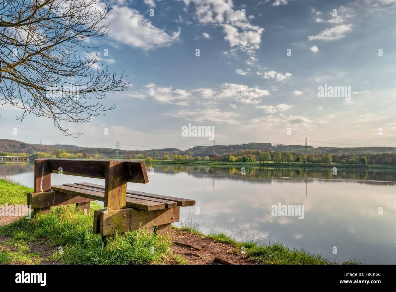 Vista del lago Kemnade Bochum, Renania settentrionale-Westfalia Germania Foto Stock