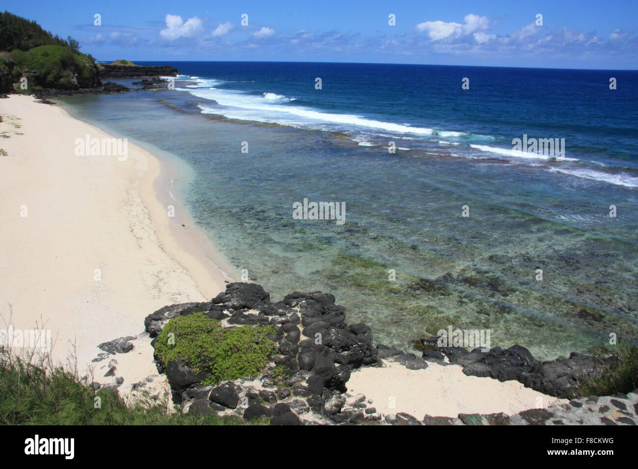 Vista la Gris-Gris spiaggia sabbiosa. Africa, Mauritius, Oceano Indiano Foto Stock