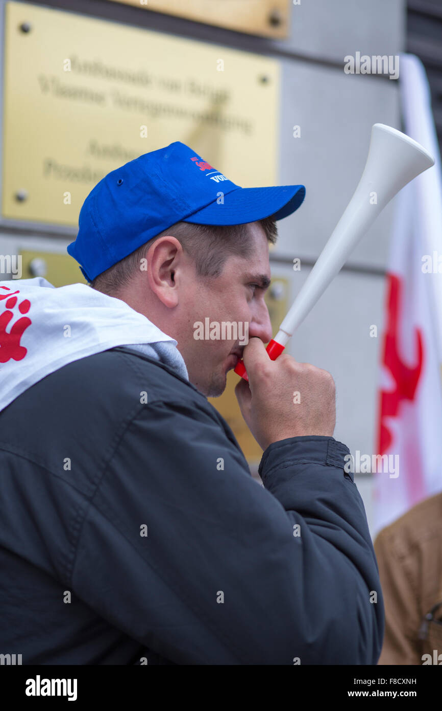 Sindacalisti durante una dimostrazione di Varsavia - Polonia Foto Stock