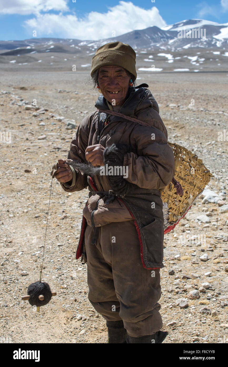 Ritratto di un uomo di yak che lavorano in Tibet Foto Stock