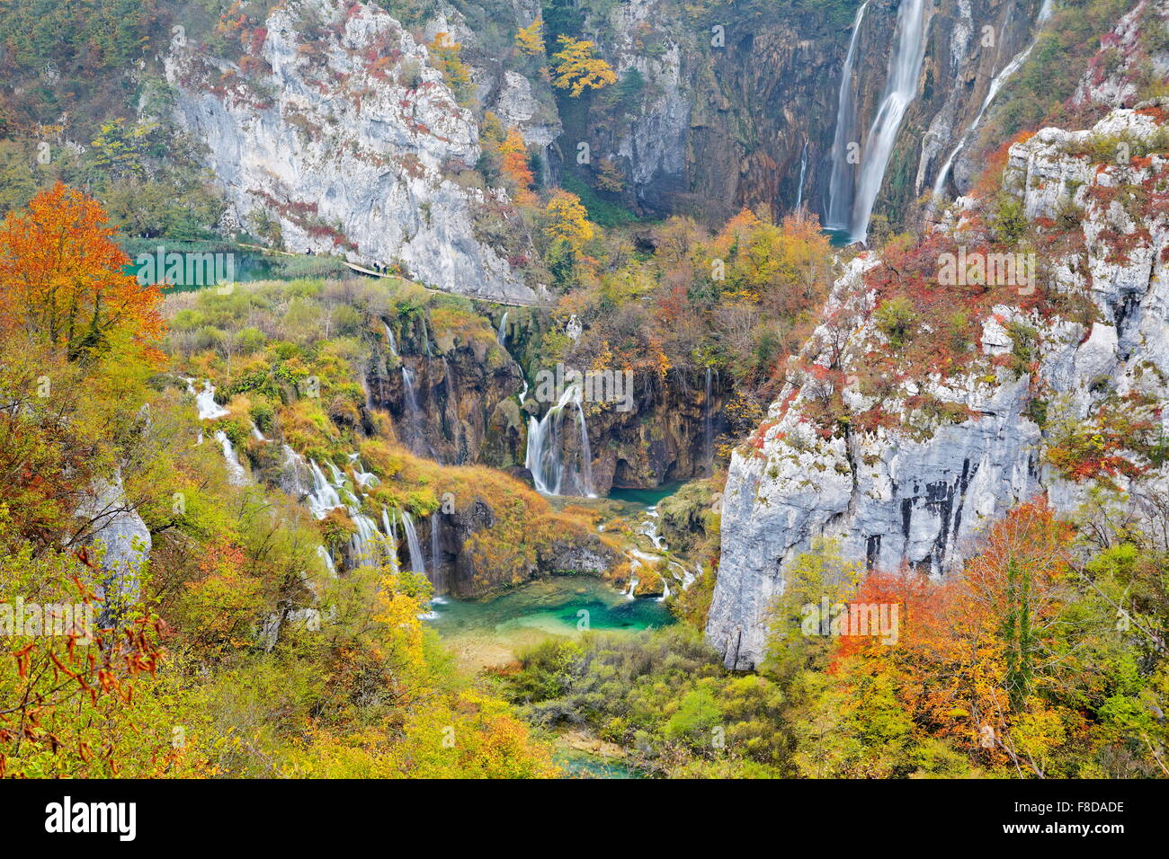 Il Parco Nazionale dei Laghi di Plitvice in autunno, Croazia, UNESCO Foto Stock