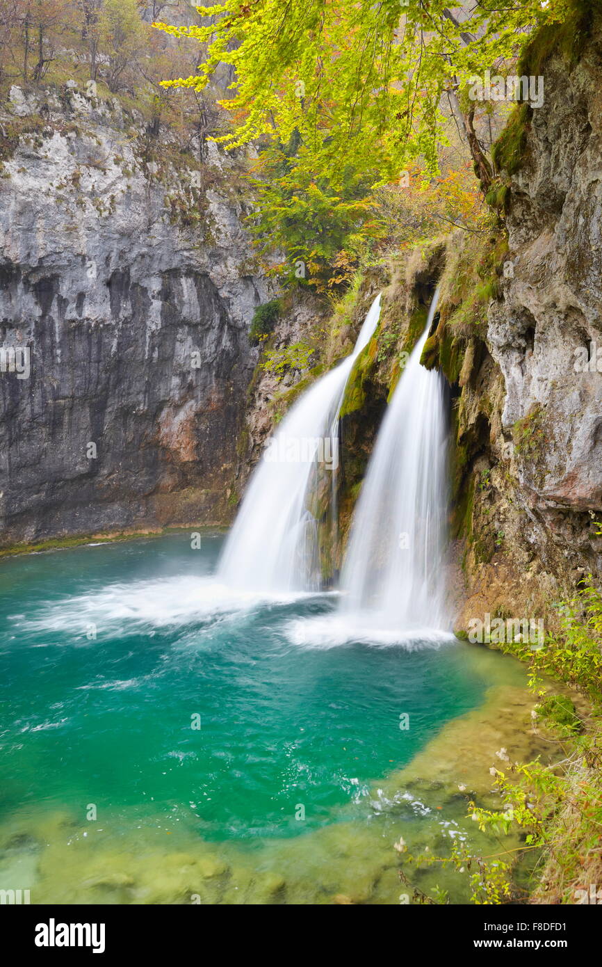 Cascate del Parco Nazionale dei Laghi di Plitvice, Croazia, UNESCO Foto Stock