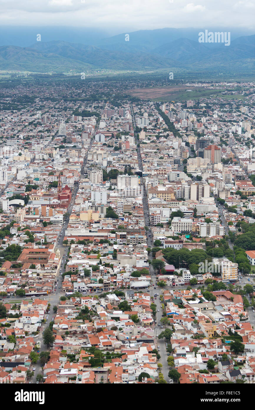 Antenna vista della città di Salta Argentina Foto Stock