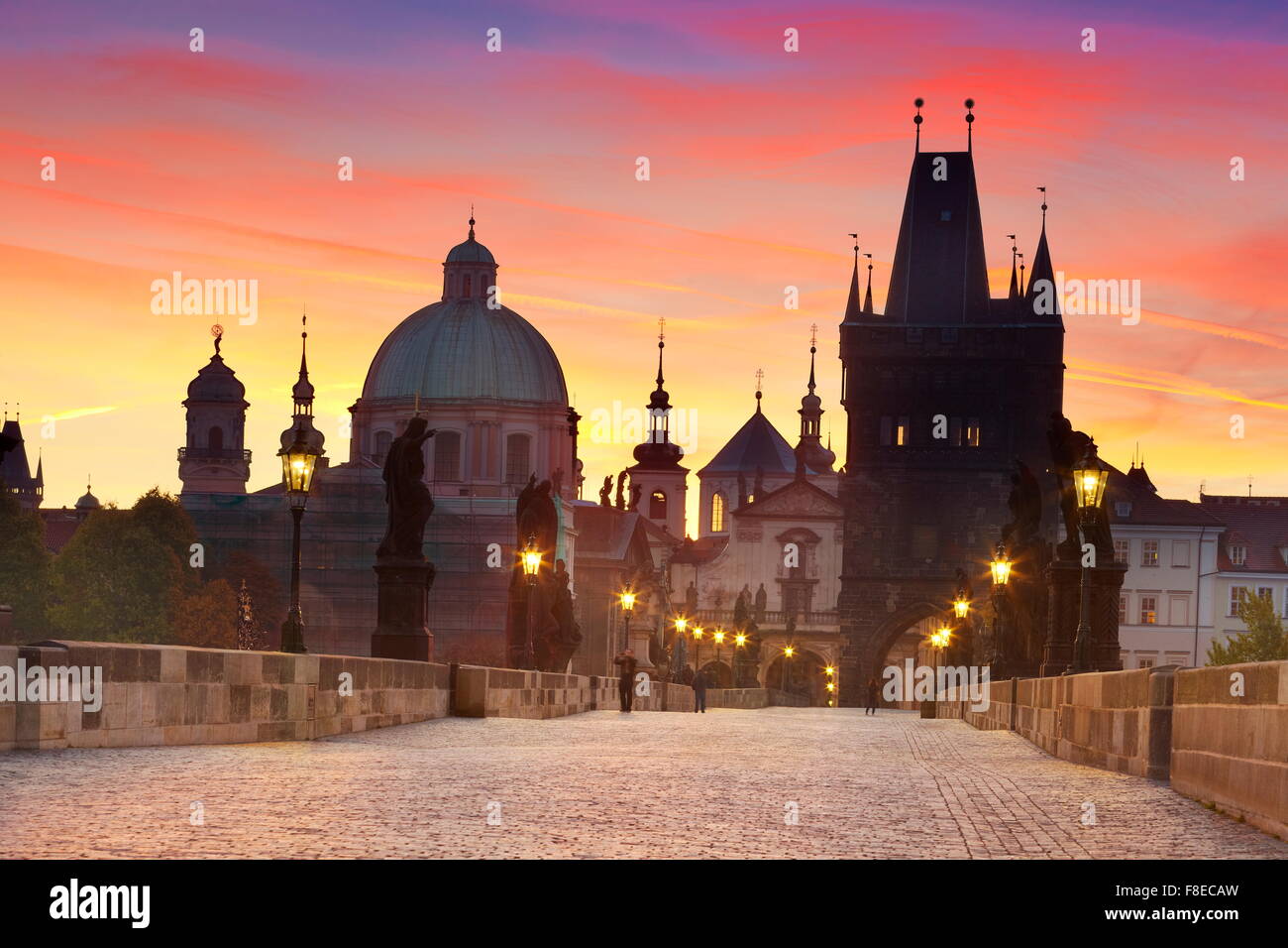 Charles Bridge, Prague Old Town cityscape, Repubblica Ceca, UNESCO Foto Stock